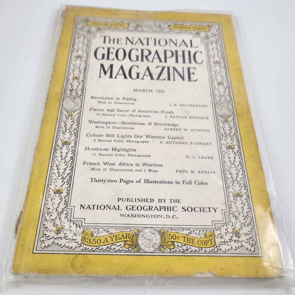 National Geographic Magazine March 1942 No Insert‎